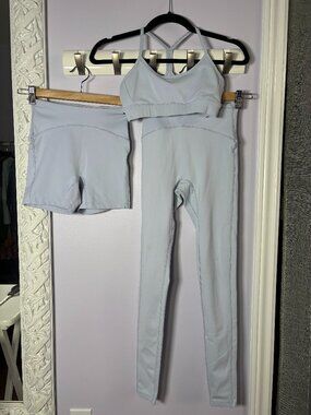 Vanquish Fitness Workout Set Light Blue Size XS